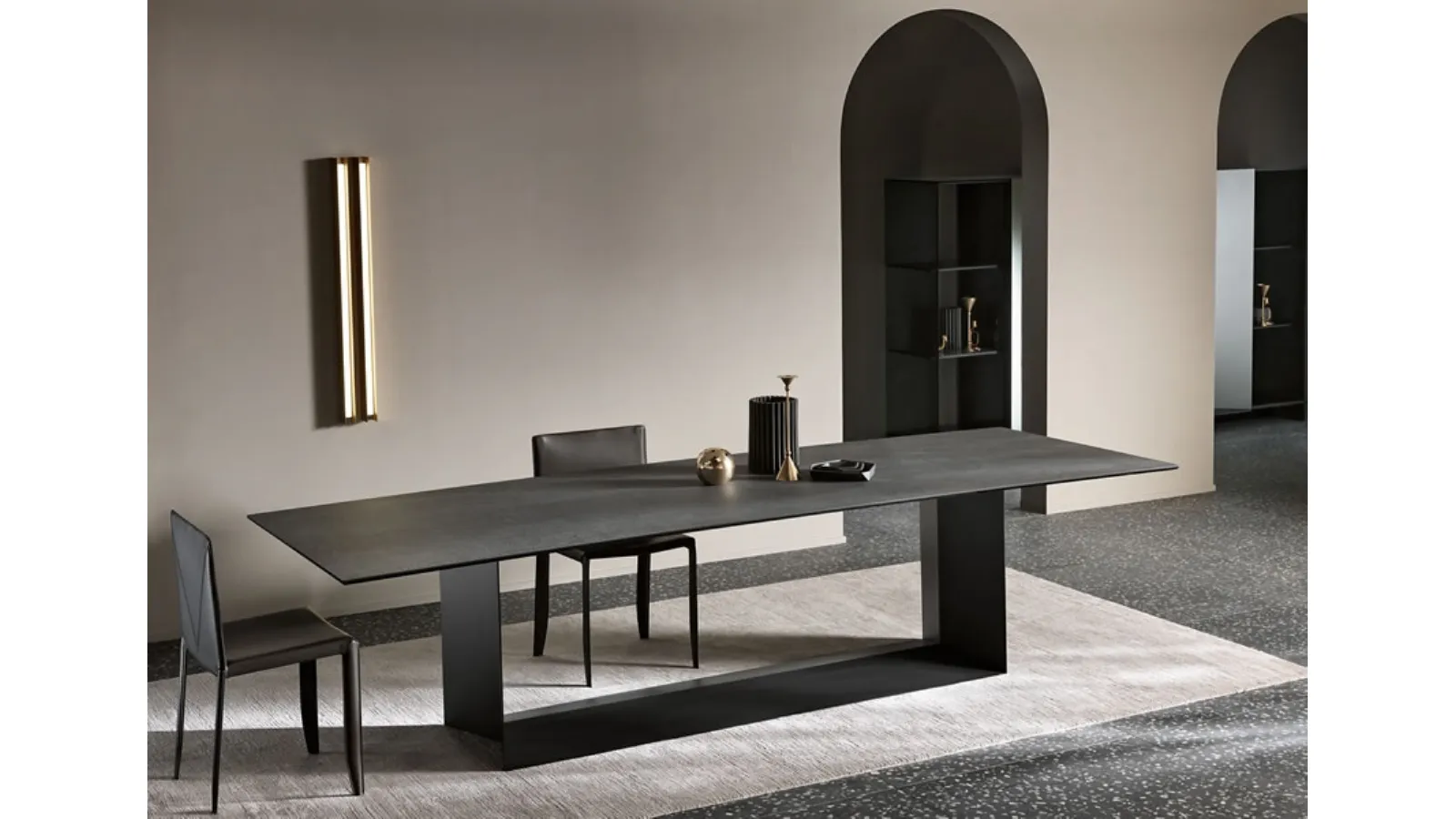 Ceramic table on a metal base T5 by Tonelli
