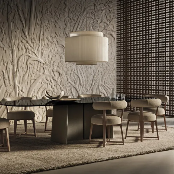 Glass table with concrete base Tara by Flexform
