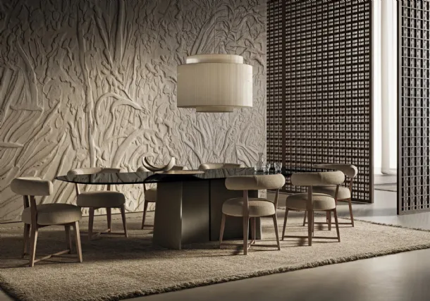 Glass table with concrete base Tara by Flexform