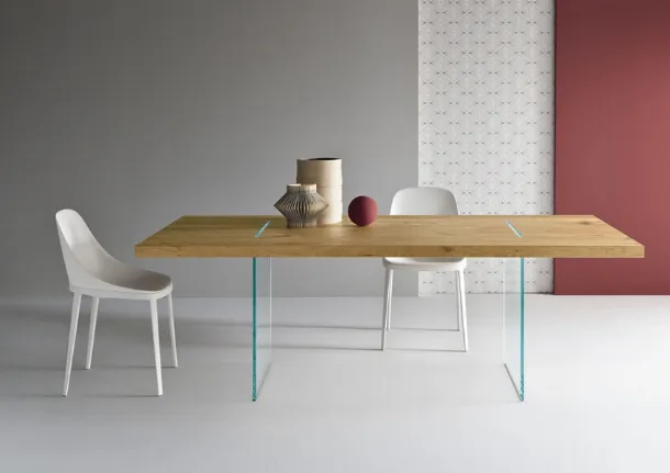 Table made with reclaimed oak beams Tavolante Aged Oak by Tonelli