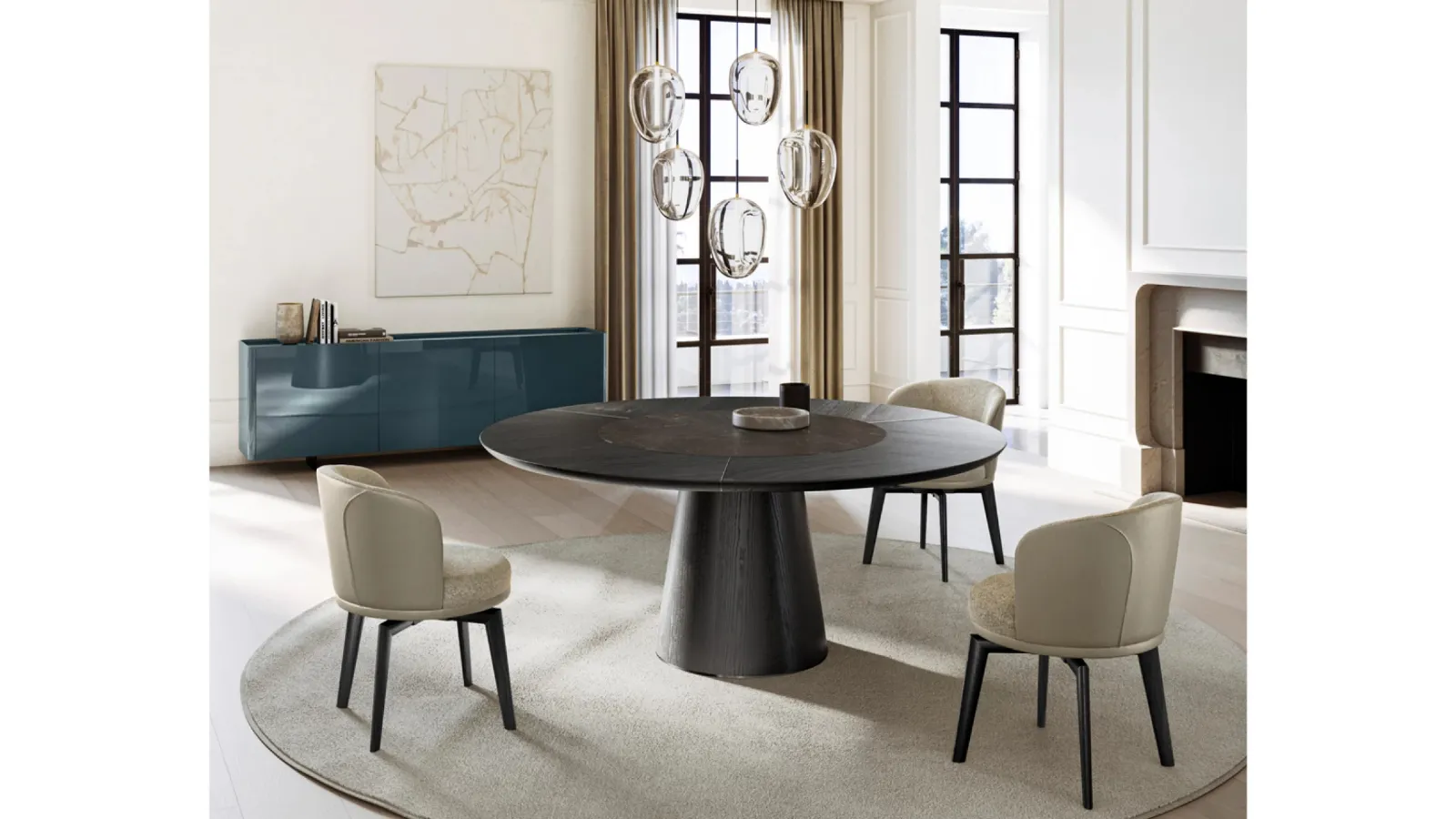 Teo Table with wooden and ceramic top by Eforma