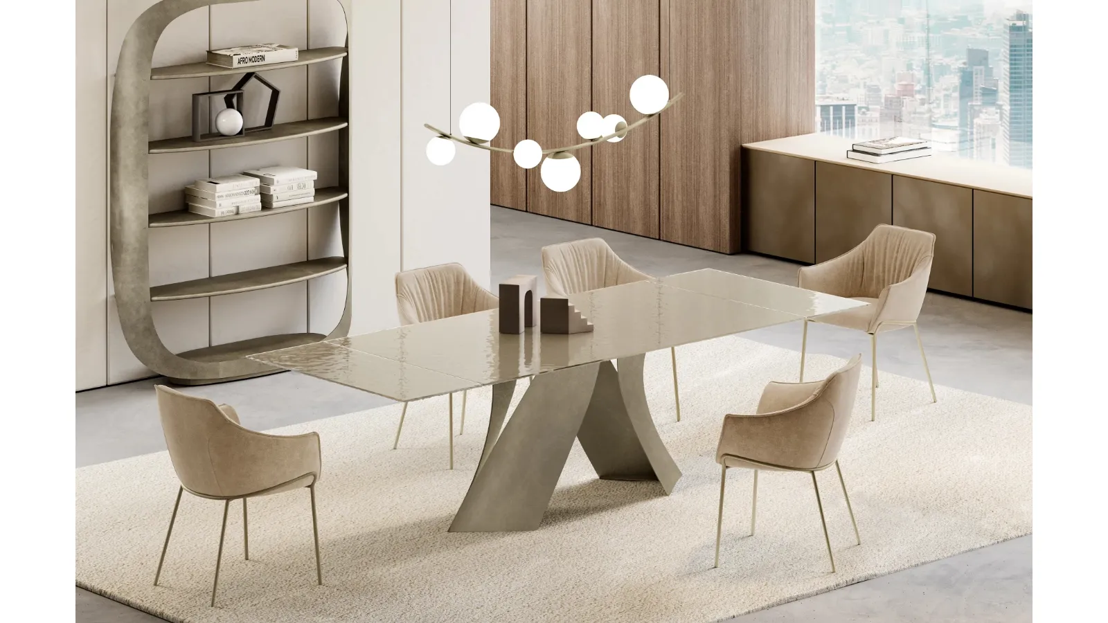 Twist extendable table with Eforma glass top
