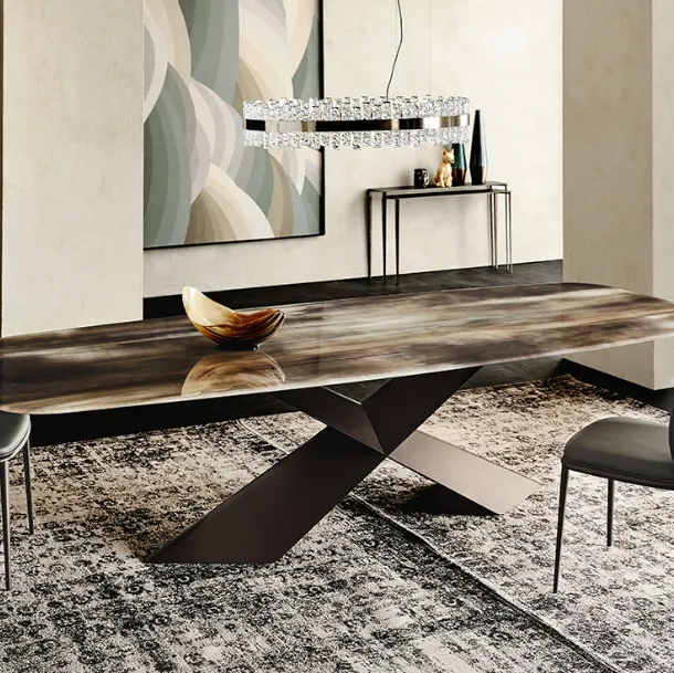 Glass table with Tyron Cristalart artistic print by Cattelan Italia