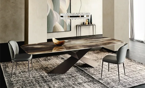 Glass table with Tyron Cristalart artistic print by Cattelan Italia