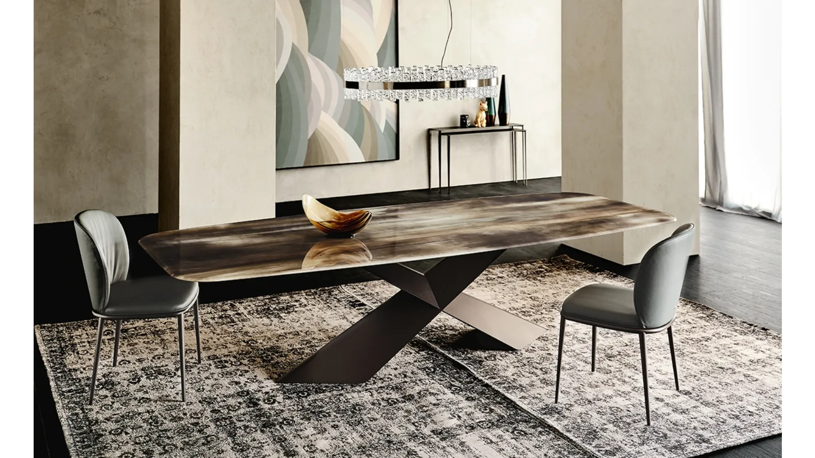 Glass table with Tyron Cristalart artistic print by Cattelan Italia