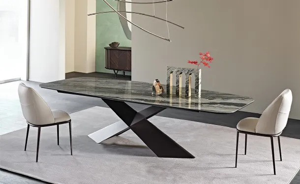 Table with metal base and Tyron Keramik ceramic top by Cattelan Italia