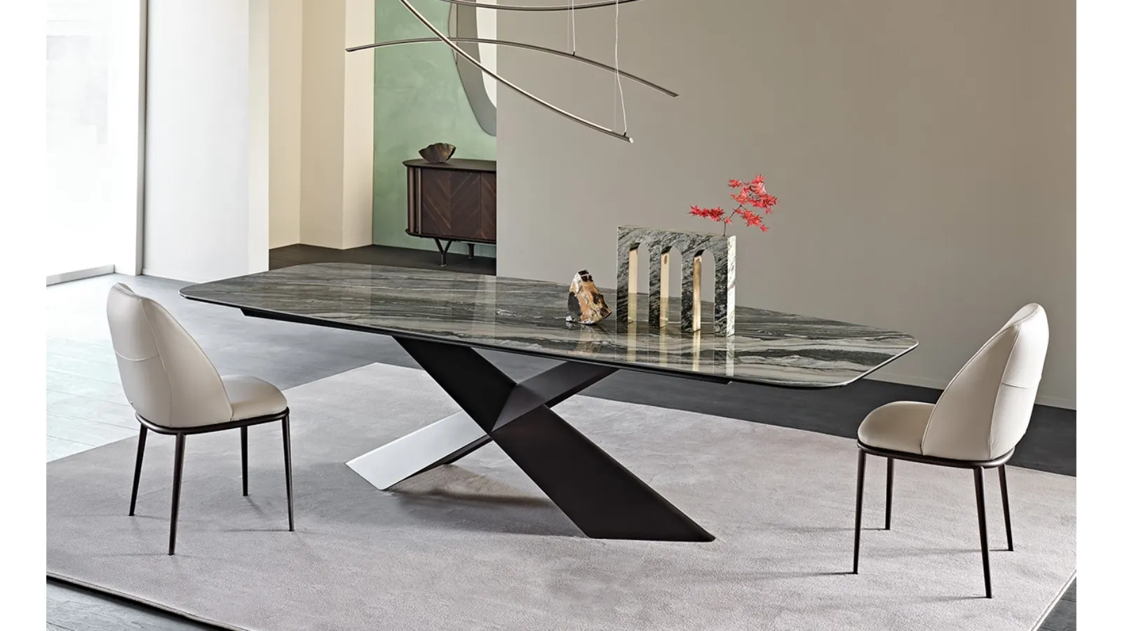 Table with metal base and Tyron Keramik ceramic top by Cattelan Italia