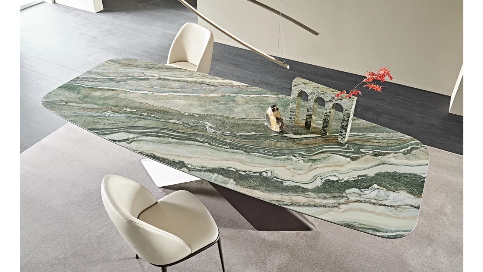 Table with metal base and Tyron Keramik ceramic top by Cattelan Italia