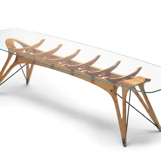 Vertebra Table in crystal and solid wood by Zanotta