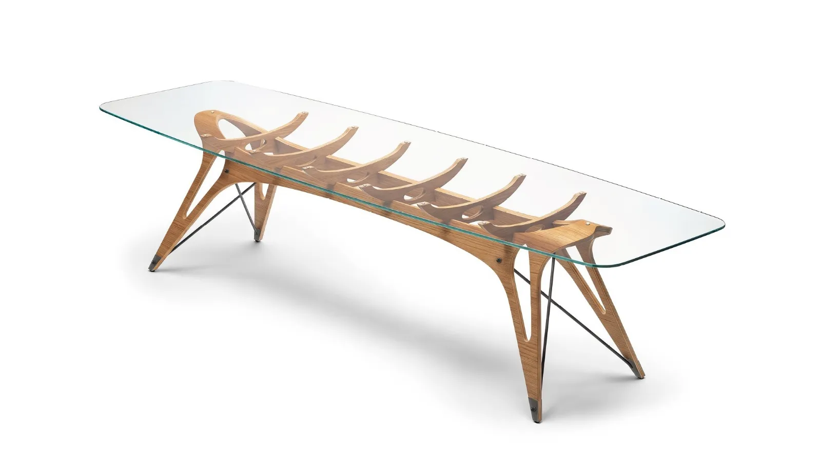 Vertebra Table in crystal and solid wood by Zanotta
