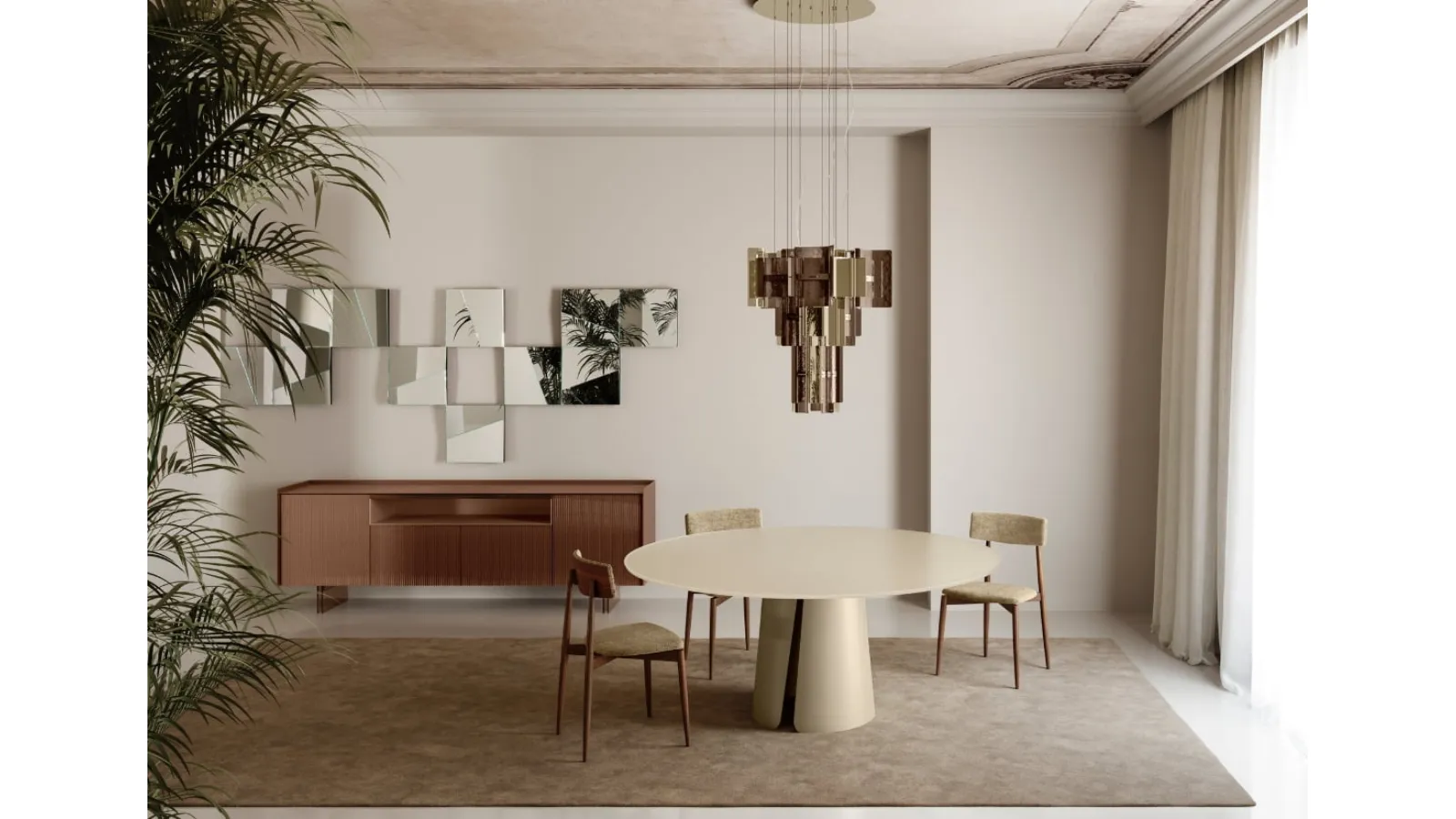 Wiston Table with Glass Top by Tonelli