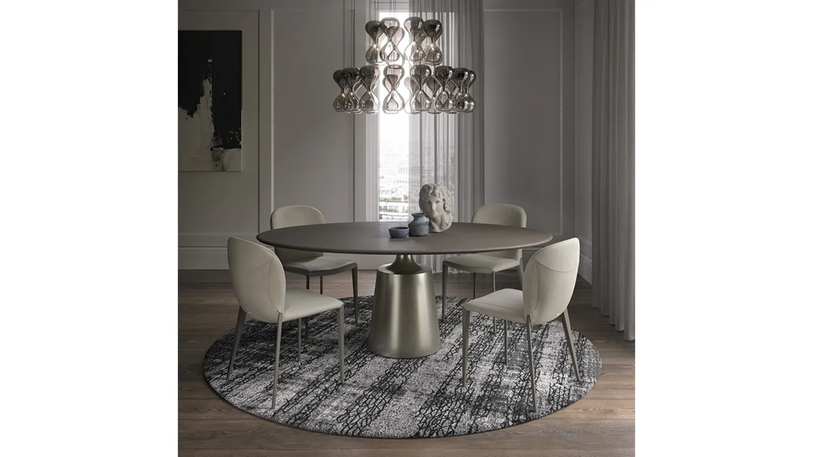 Table with a round top in brushed clay Yoda Argile by Cattelan Italia