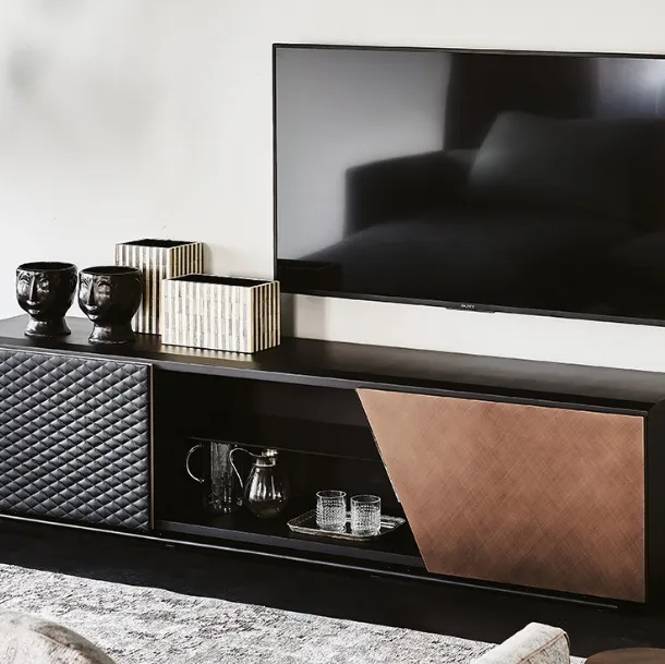 Aston TV Stand in wood and eco-leather by Cattelan Italia