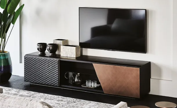 Aston TV Stand in wood and eco-leather by Cattelan Italia