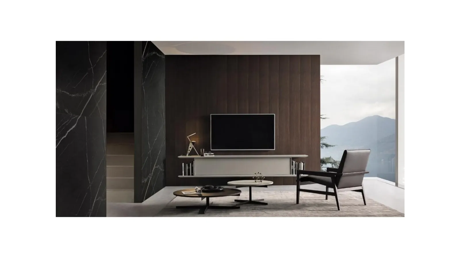 Frame TV stand composition 14 in matte lacquer by Giellesse
