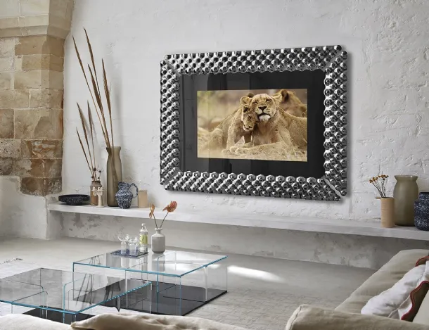 Pop TV Stand Mirror with Fiam Smoked Silvered Glass Frame