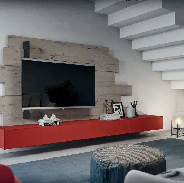 Rebel R12 TV Stand and Flag Rack in matte lacquer and Fimar wood