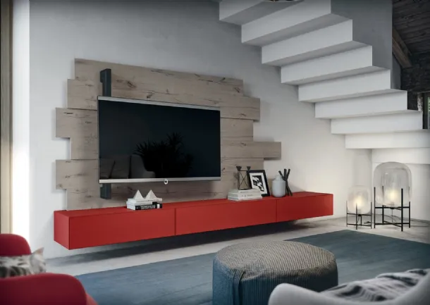Rebel R12 TV Stand and Flag Rack in matte lacquer and Fimar wood