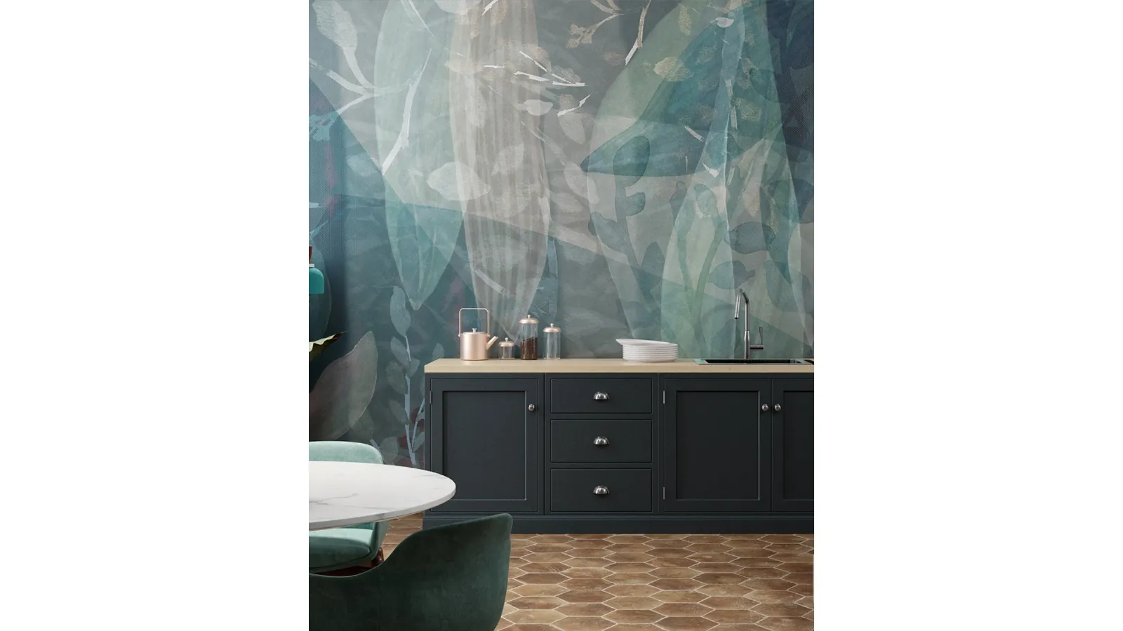 Aglaia wallpaper with floral illustration by Inkiostro Bianco