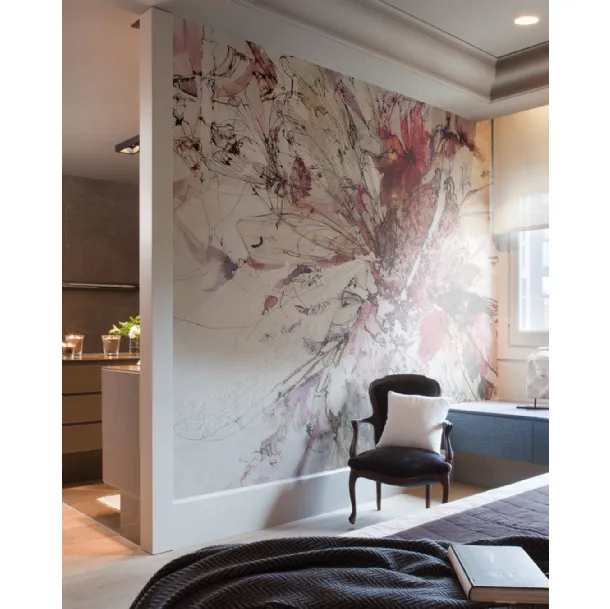 Boudoir II Wallpaper with floral artistic illustration by Inkiostro Bianco