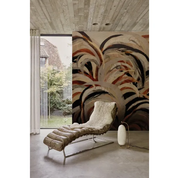 Wallpaper with warm-colored leaves from Cave by Wall&Decò