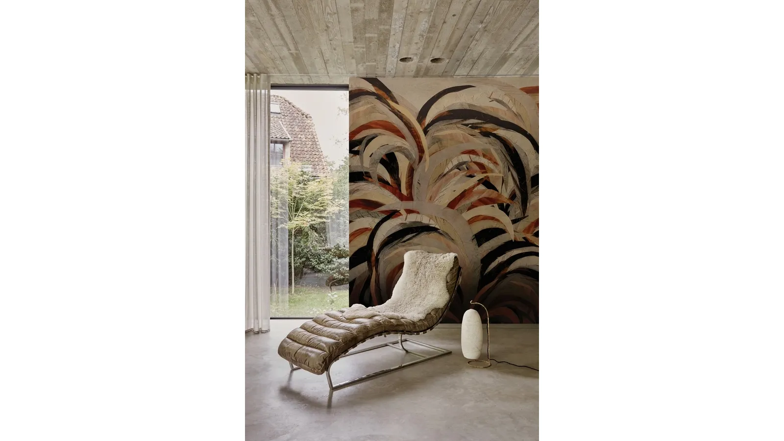 Wallpaper with warm-colored leaves from Cave by Wall&Decò