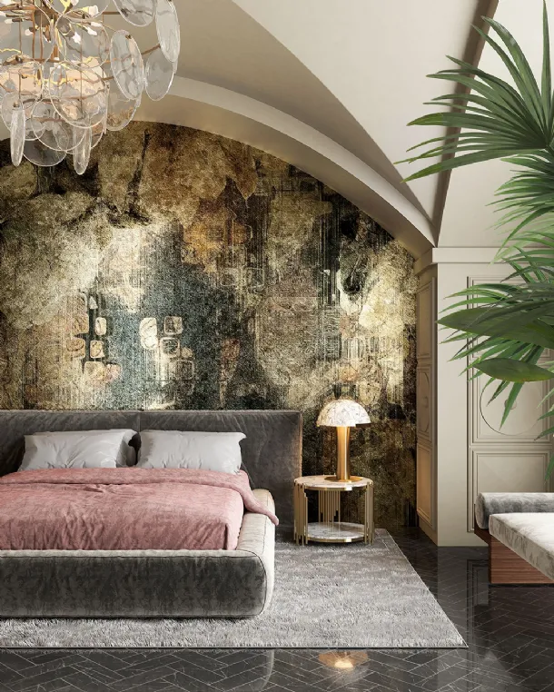 Goldenwall wallpaper with Dialium artistic decoration by Inkiostro Bianco