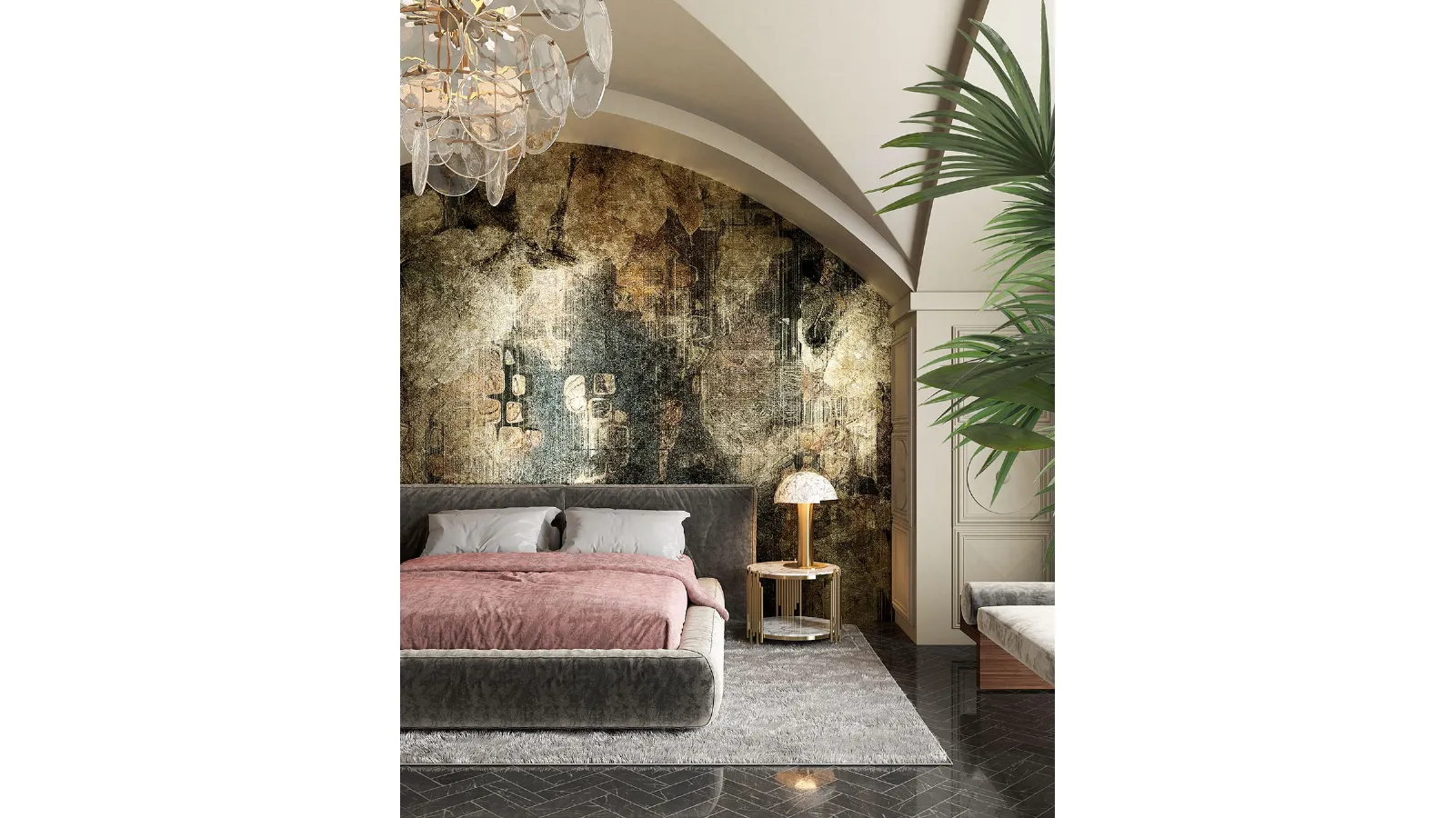 Goldenwall wallpaper with Dialium artistic decoration by Inkiostro Bianco