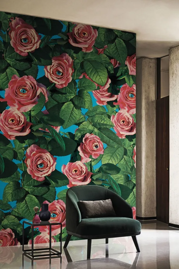 Eyes & Roses Wallpaper by London Art