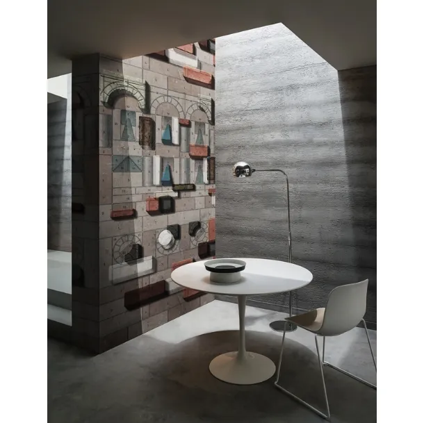 Vinyl wallpaper Jeux de Construction with a geometric graphic reminiscent of children's wooden constructions by Wall&Decò