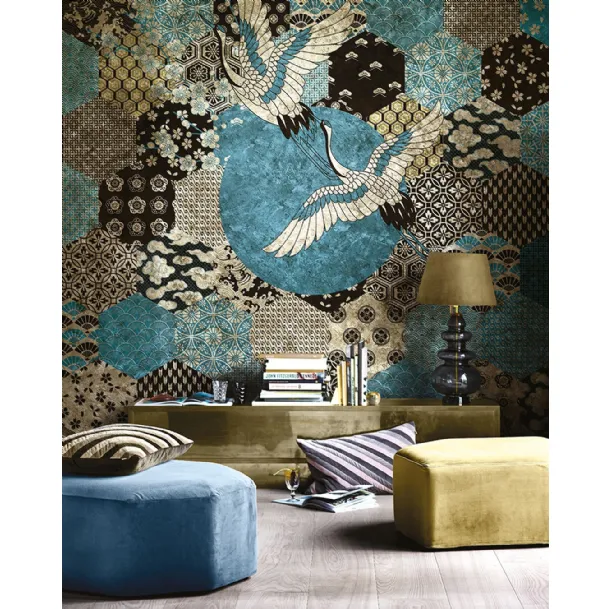 Goldenwall wallpaper with Kioto oriental inspiration by Inkiostro Bianco