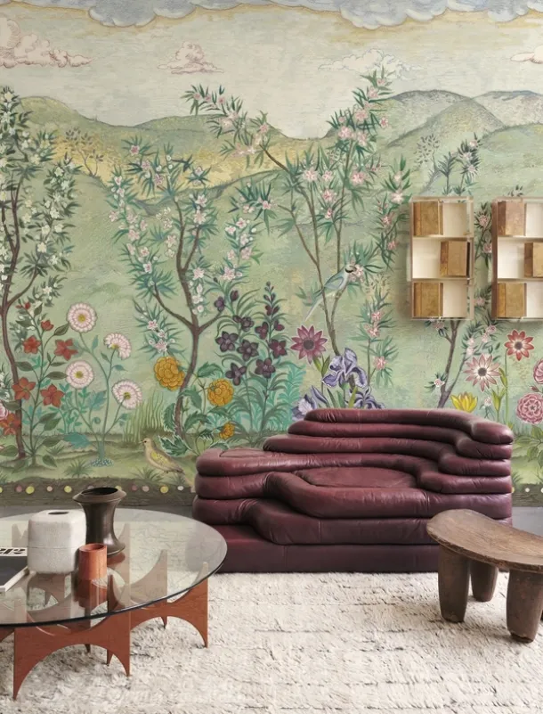 Naif floral meadow wallpaper by Wall&Decò