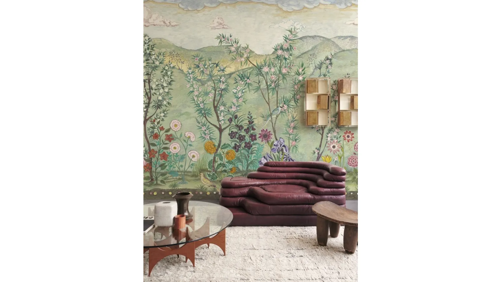 Naif floral meadow wallpaper by Wall&Decò