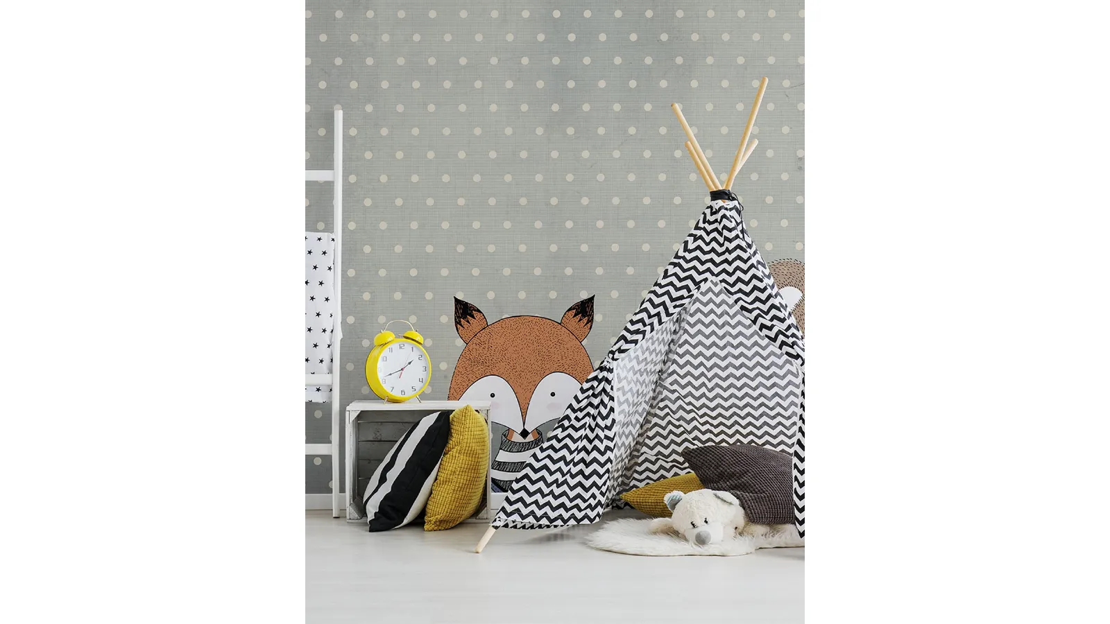 Wallpaper with children's illustration Sweet Dreams by Inkiostro Bianco