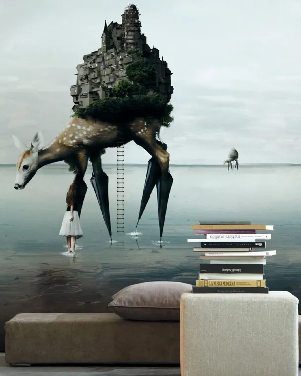 Wallpaper with artistic illustration The Migration by Inkiostro Bianco