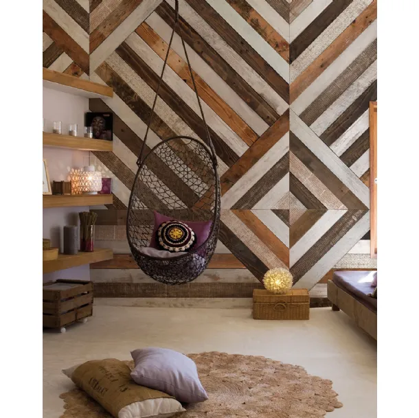 Geometric wood effect wallpaper Wooden by Inkiostro Bianco