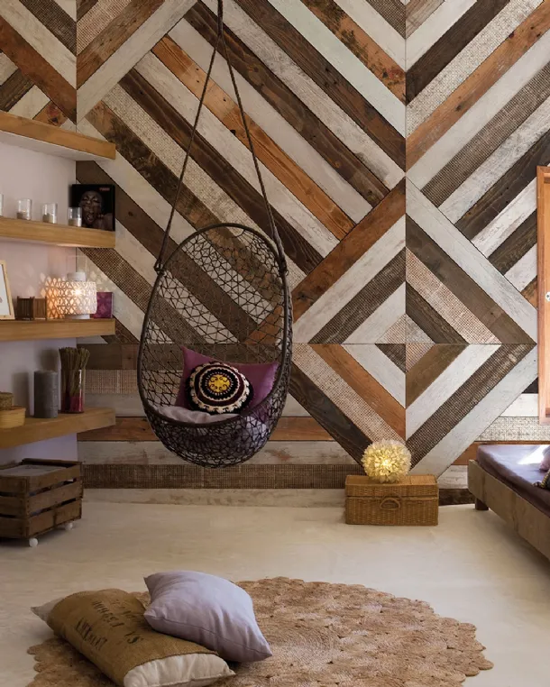 Geometric wood effect wallpaper Wooden by Inkiostro Bianco