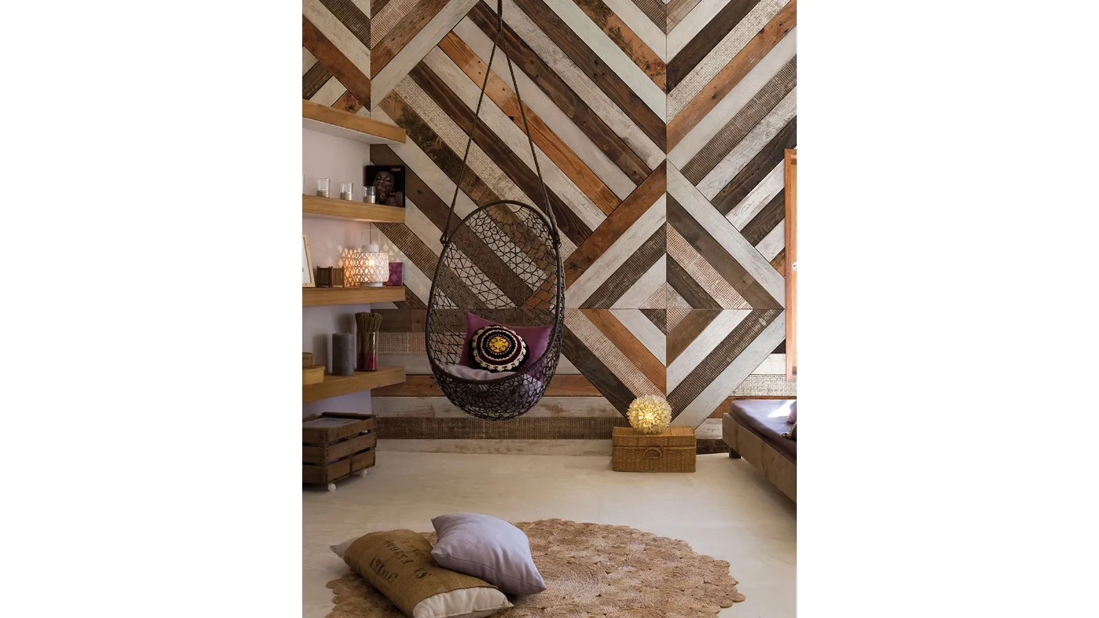Geometric wood effect wallpaper Wooden by Inkiostro Bianco