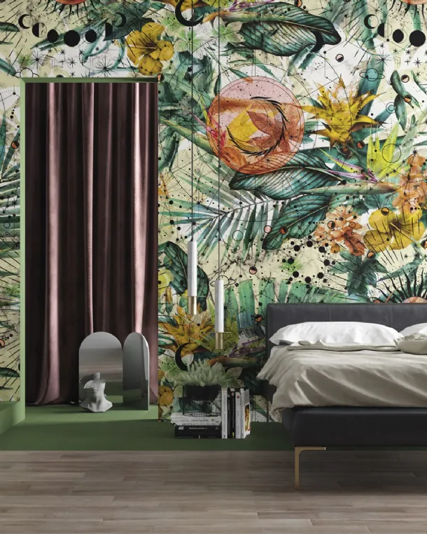 Tropical-inspired illustration wallpaper Zodiac by Inkiostro Bianco