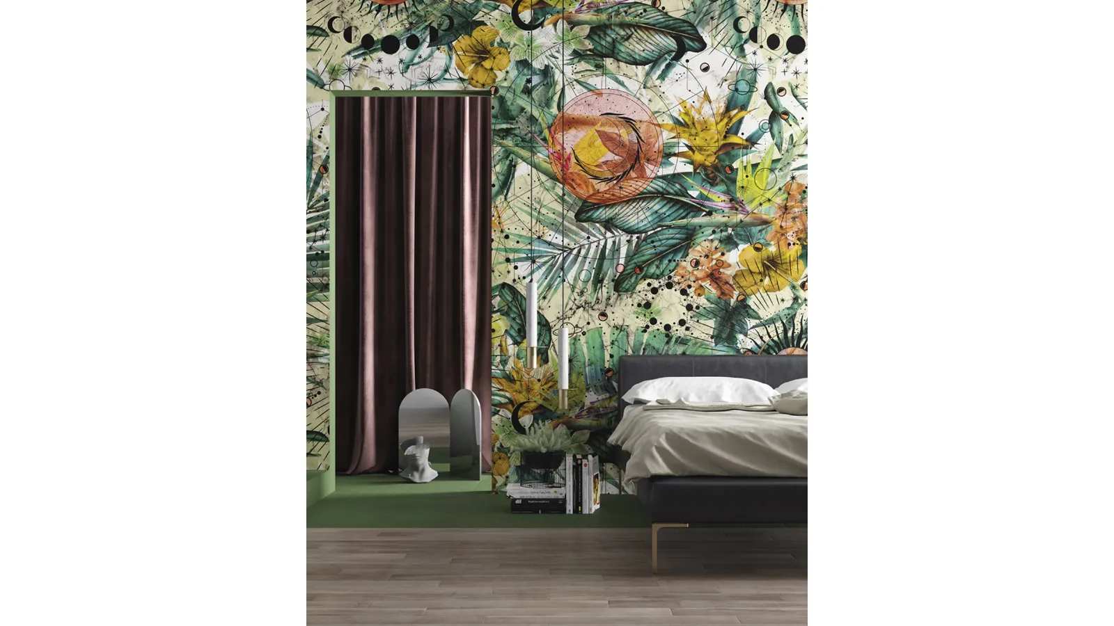 Tropical-inspired illustration wallpaper Zodiac by Inkiostro Bianco