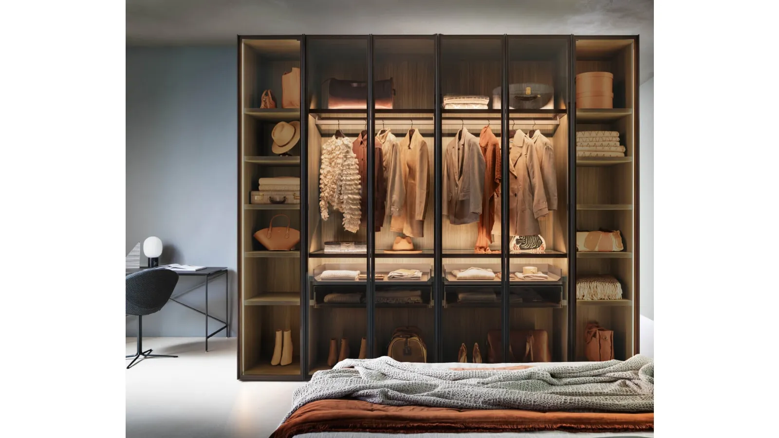 Wardrobe with bookcase doors Alterna SM2504 by Zalf