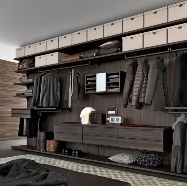 Walk-in Closet Cabin 01 in melamine wood-effect by Giellesse