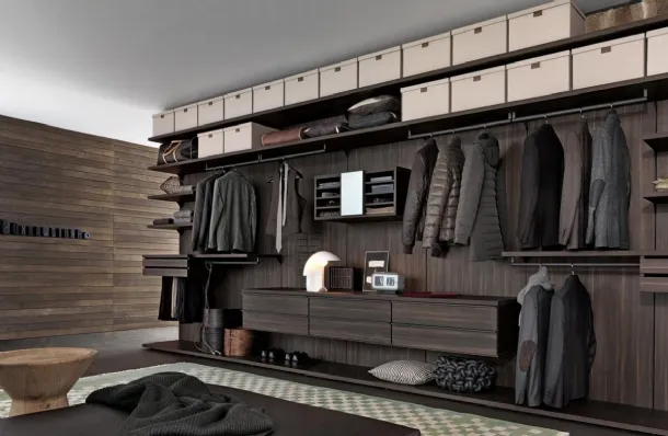 Walk-in Closet Cabin 01 in melamine wood-effect by Giellesse