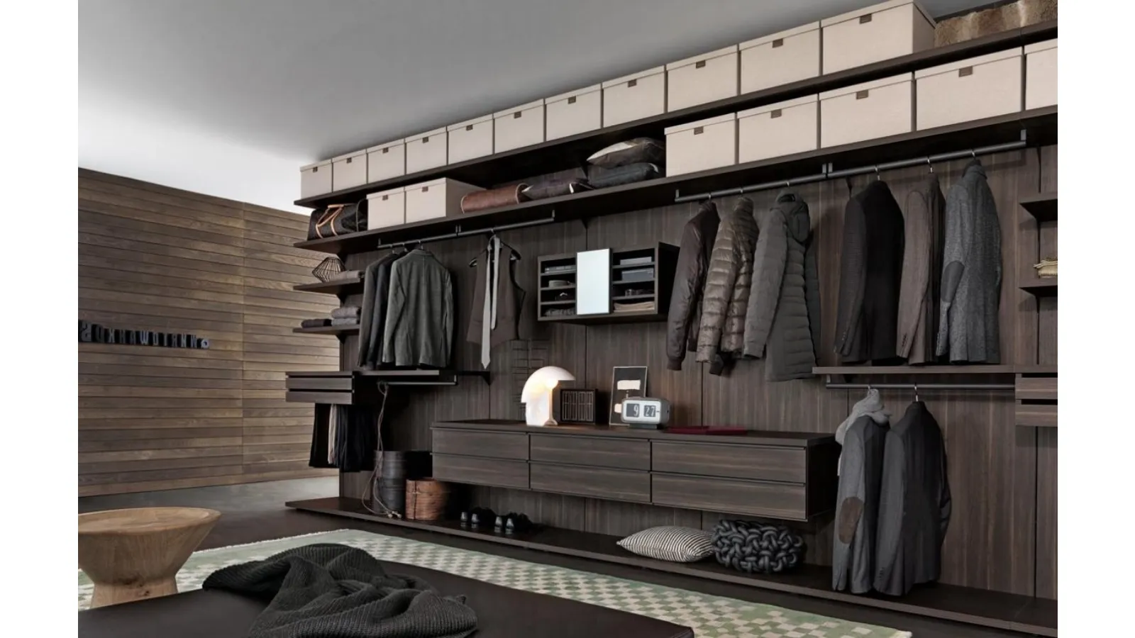 Walk-in Closet Cabin 01 in melamine wood-effect by Giellesse