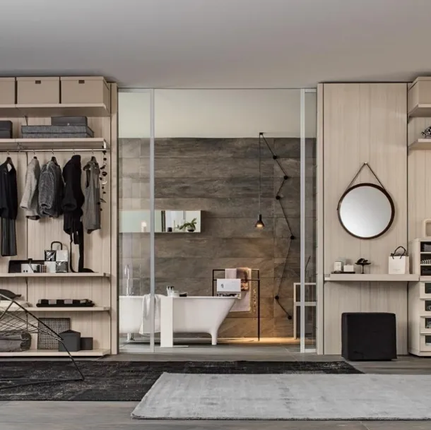 Walk-in Closet Cabin 03 in melamine wood effect by Giellesse