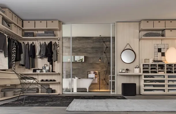 Walk-in Closet Cabin 03 in melamine wood effect by Giellesse