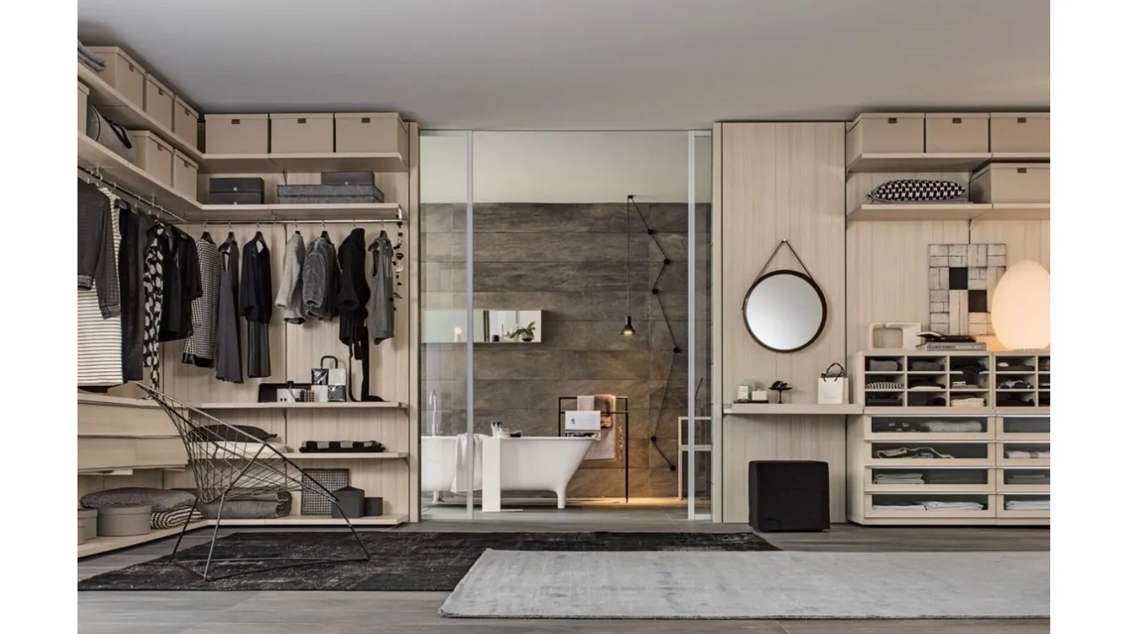 Walk-in Closet Cabin 03 in melamine wood effect by Giellesse