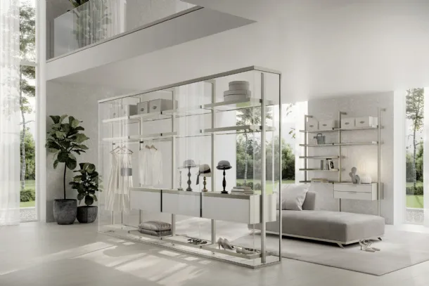 Venere comp 303 wardrobe in lacquered finish and glass by Doal