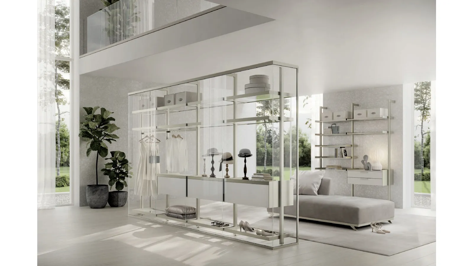 Venere comp 303 wardrobe in lacquered finish and glass by Doal