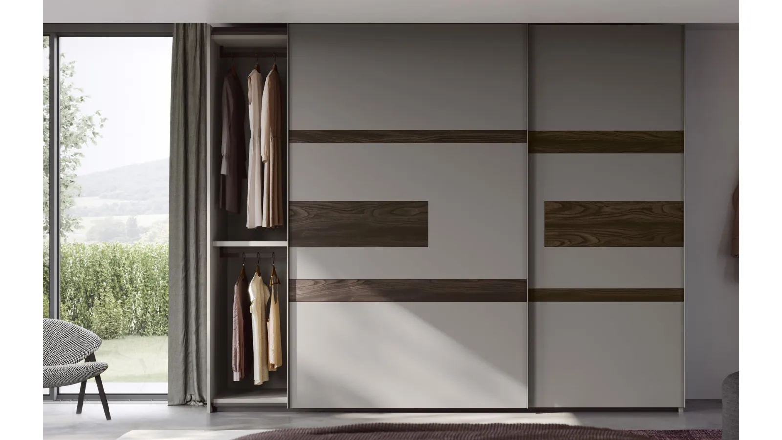 Wardrobe with sliding doors and TV stand Emotion by Fimar